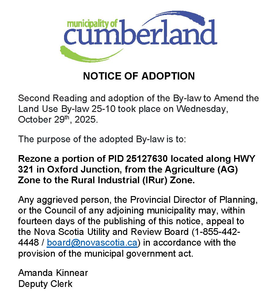 Notice of Adoption   By law 25 10   Nov 2025