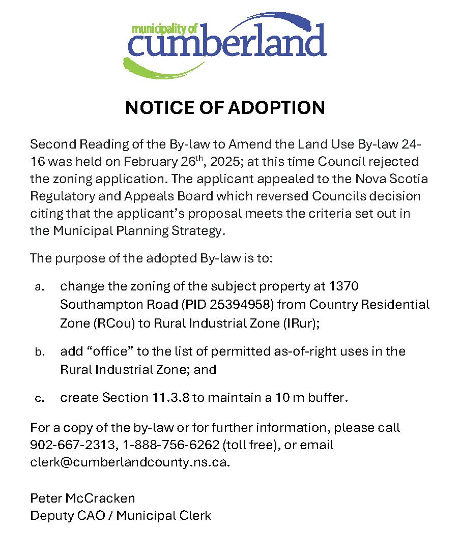Notice of Adoption By law to Amend the LUB 24 16 Nov 2025