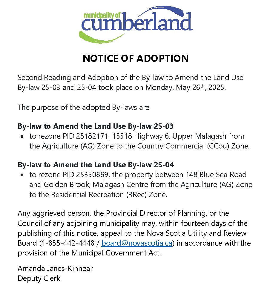 Notice of Adoption   By law to Amend the LUB 25 03 and 25 04   May 2025 002