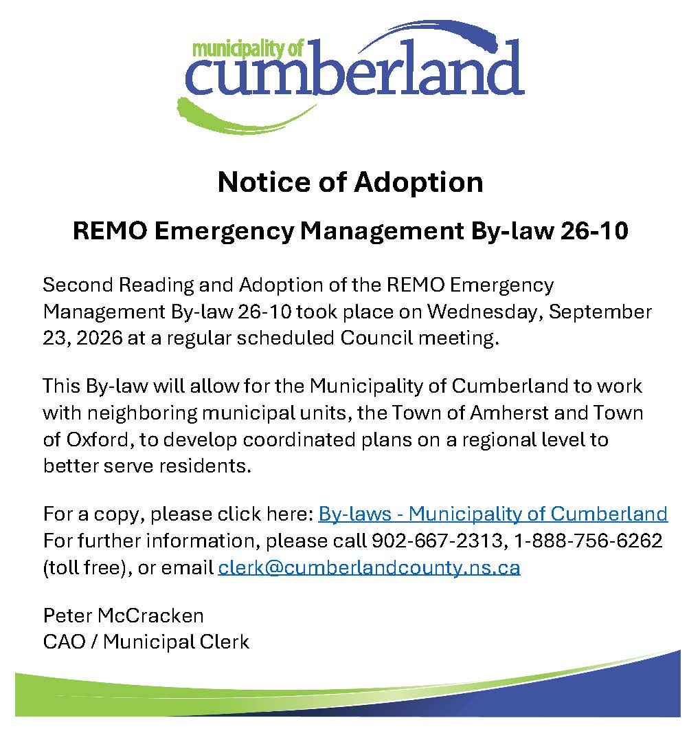 Notice of Adoption REMO By law 26 10 Oct 2026