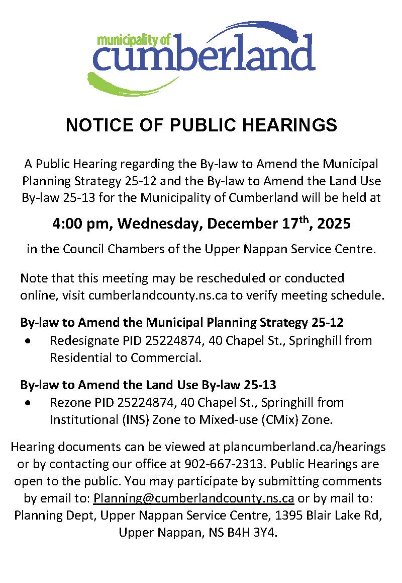 Notice of Public Hearing   By laws 25 12  25 13   Dec 2025
