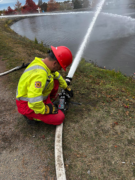 Firefighter Manning the Hose